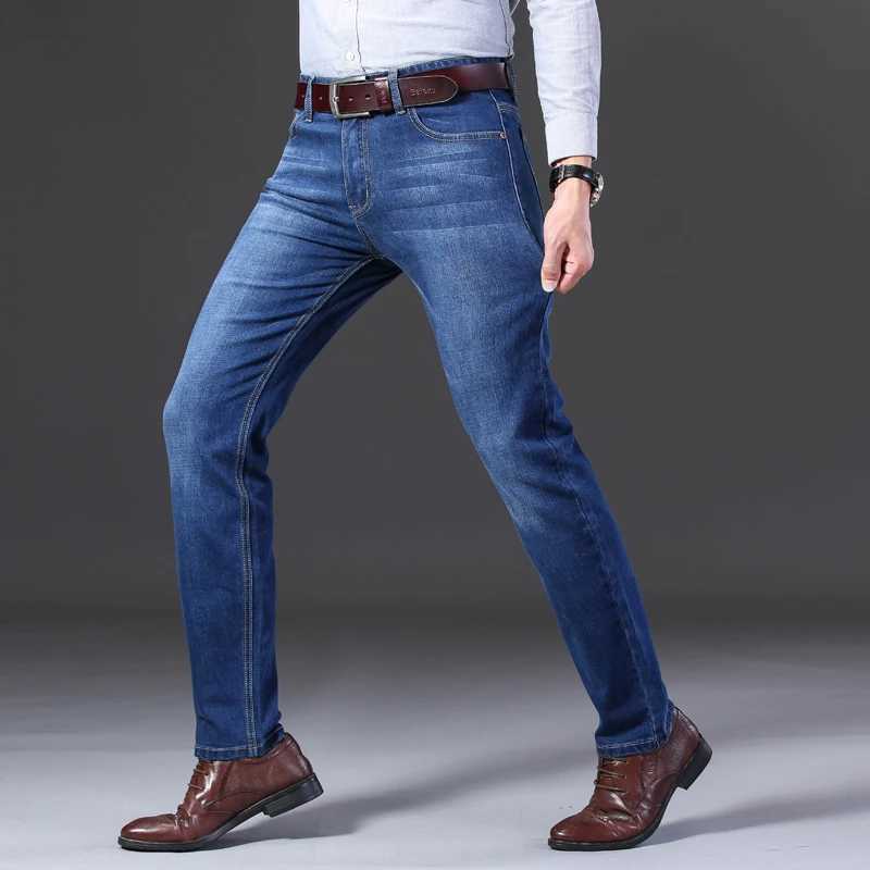 New Men Light Luxury Stretch Slim Fit Pants Comfortable Soft Business Fashion Straight Casual Denim Trousers Male Brand Clothing X250227