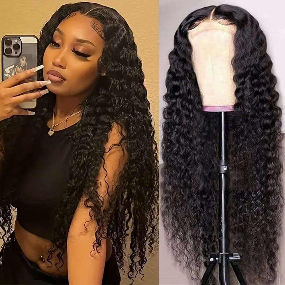 Geeta Transparent 13X6 Human Hair Curly Wigs 30 32 Inch Deep Wave Frontal Pre Plucked 13X4 Lace Front Wig For Women