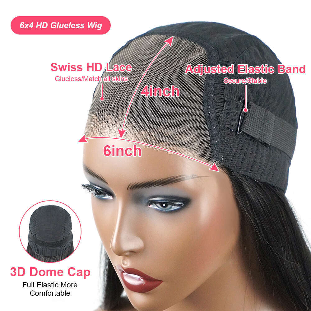 Pre Cut Glueless Wig Human Hair Ready To Wear And Go Preplucked Brazilian Yaki Kinky Straight Wigs For Women