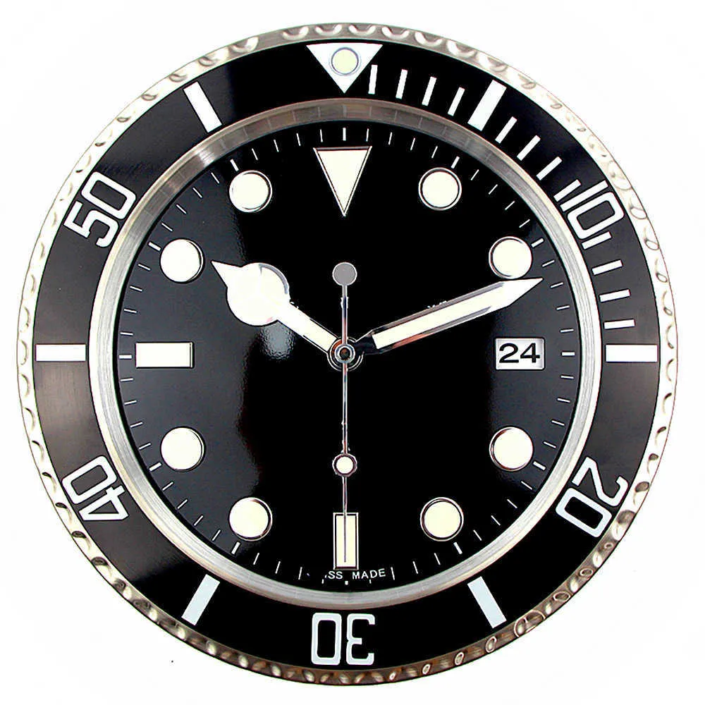 Clocks Super Silent Metal Modern Large Wall Watch Home Stainless Steel Luminous Clock The Date Will Work P230329