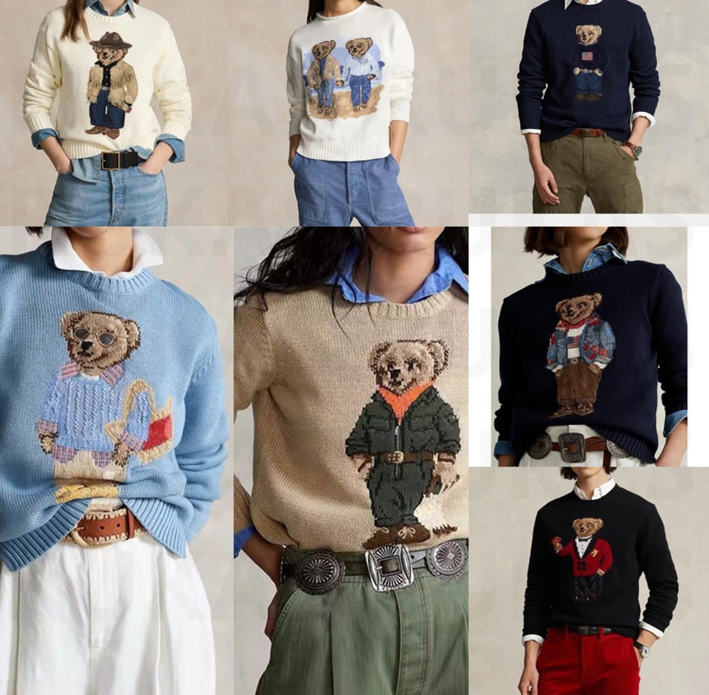 Designer Women Knits Bear Polos Pullover Sweater Fashion Embroidery Knitted Sweaters Long Sleeve Casual Printed Wool Cotton Soft Unisex ef de