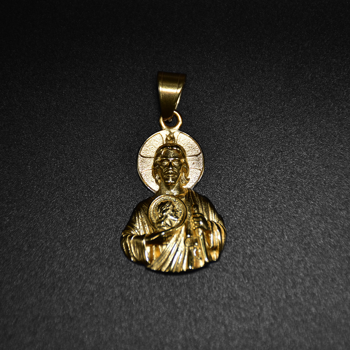 Vintage St Jude Pendant Necklace Stainless Steel 18K Gold Plated Men Hip Hop Jewelry