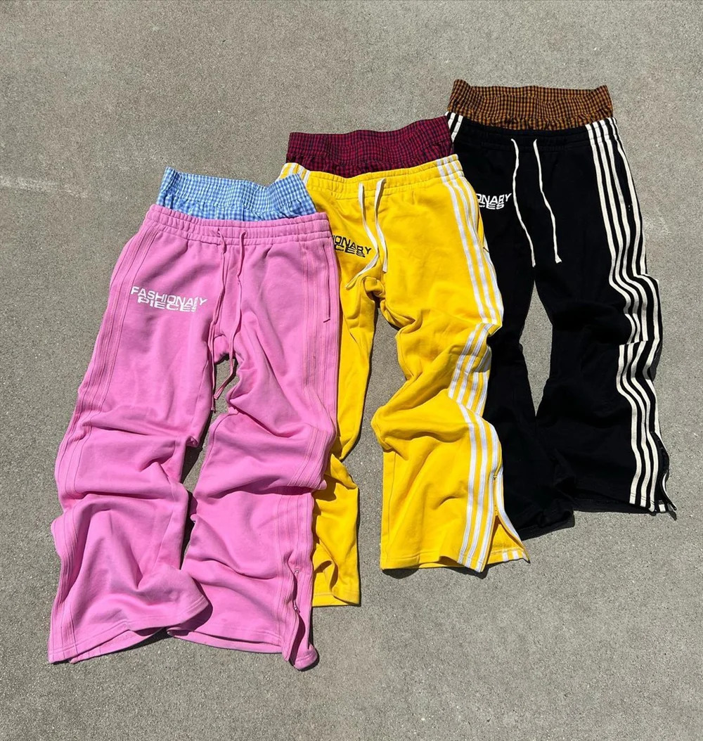 Y2K Fashion Simple Striped Casual Pants for Men and Women Retro Harajuku Loose Straight High Waist Hip Hop Sweatpant 241024