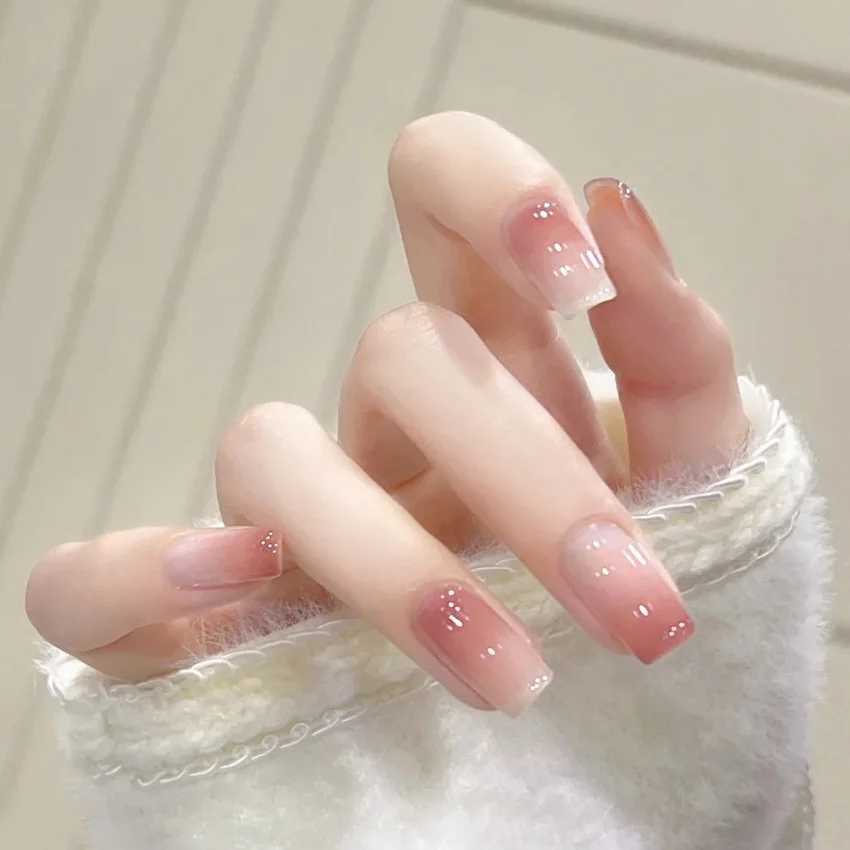 24Pcs minimum short square fake nail solid white color press nail can be reused fake nail reminder for female girls 2025 W250410