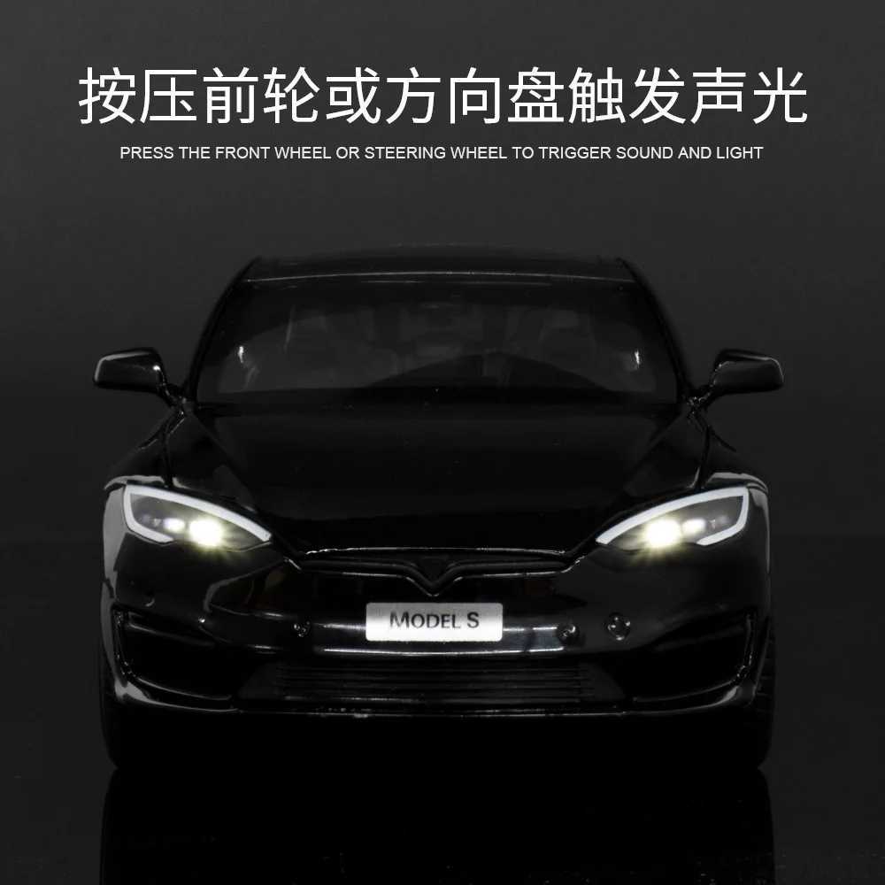 1 24 Tesla S-type alloy car model die-casting metal toy car model simulation collection sound lamp childrens toy gift C270 M241025