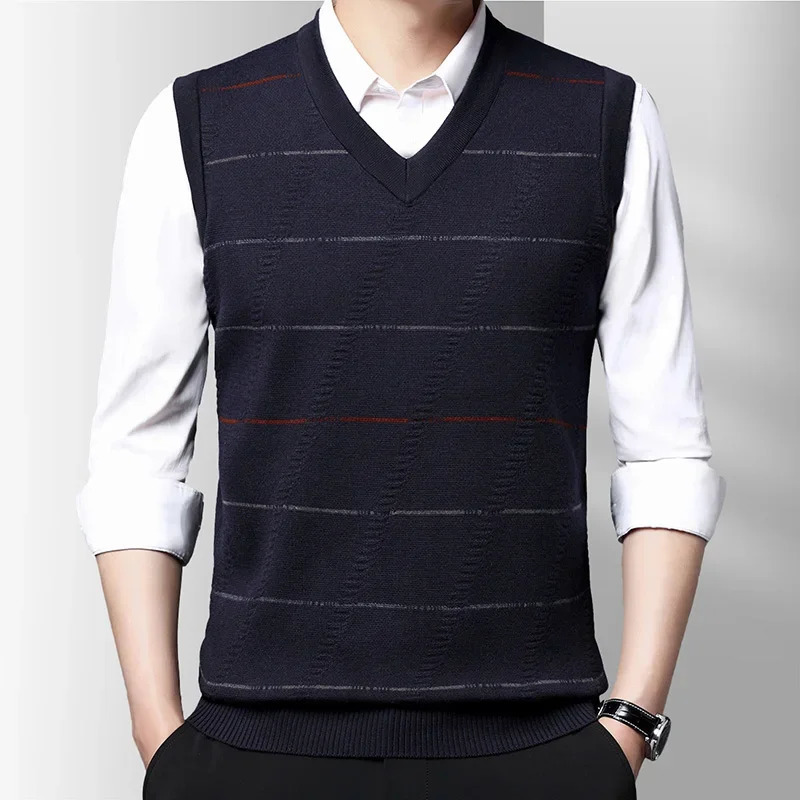 Mens Thickened Casual Sweater Tank Top Autumn and Winter Warm Vest w241025