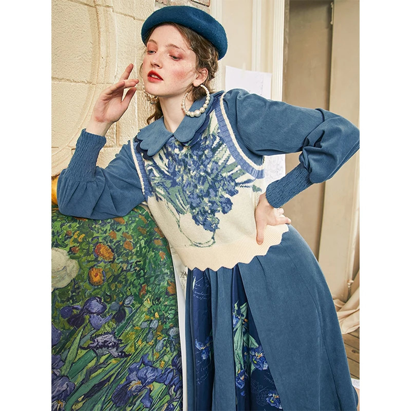Vintage Sweater Vest Harajuku Print Sleeveless Knitted Waistcoat Streetwear Korean Cropped Bandage Knitwear Tank Top 241017