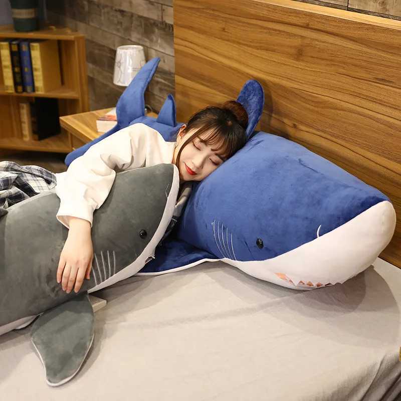 Large sized soft silation shark plush toy sleeping cute cushion stuffed animal gift Free shipping