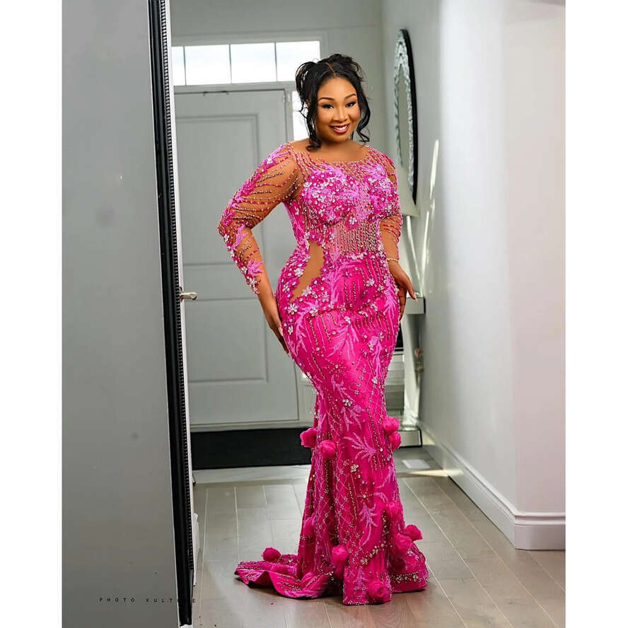 Fuia Ebi Aso Mermaid Prom Crystals Beaded Evening Formal Party Second Reception Brithday Engagement Gowns Dresses Robe De Soiree ZJ