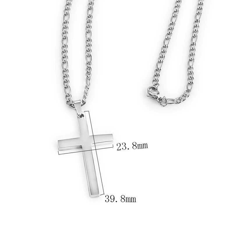 Fashion Jewelry Mens Figaro Chain Cross Pendant Necklace 316L Stainless Steel Gold and Silver Colored Waterproof Necklace Accessories Y241025