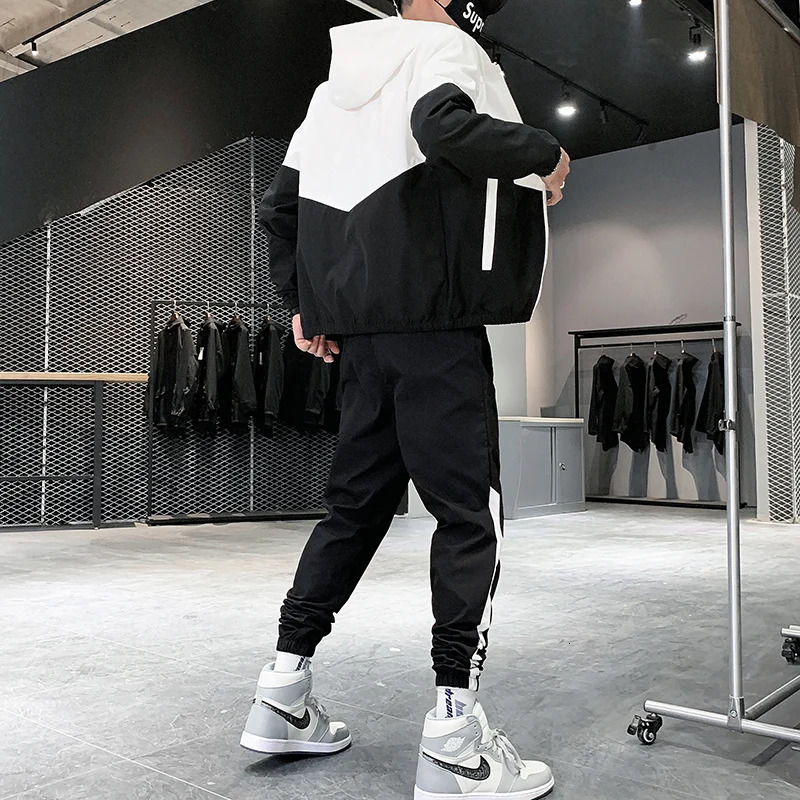 Men Tracksuit Casual Joggers Hooded Sportswear Jackets And Pants 2 Piece Sets Hip Hop Running Sports Suit 241024
