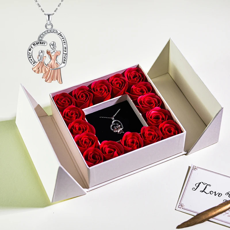 Womens jewelry pendant necklace/w soap eternal rose gift box Mothers Day necklace jewelry wedding anniversary gift 241025
