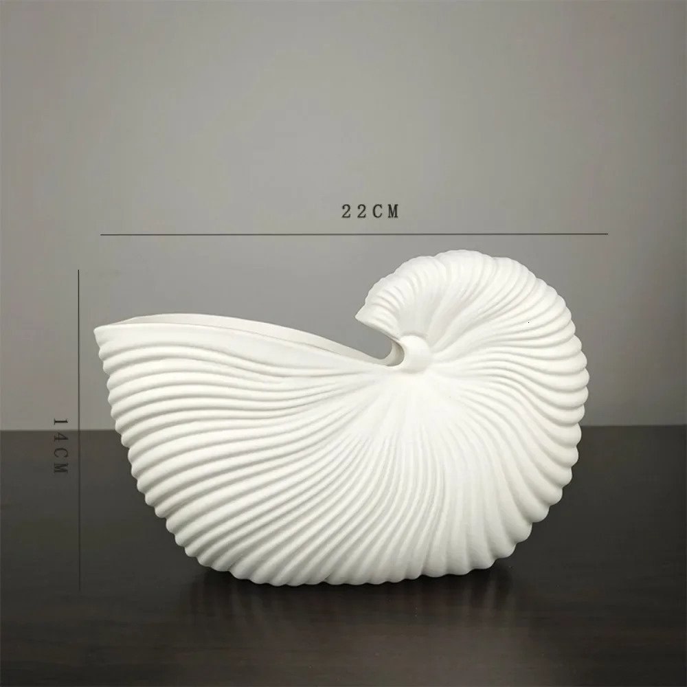 Shell Conch Ceramic Vase Flower Arrangement Desktop Decoration Furniture Living Room Decoration Ceramic Handle 241025