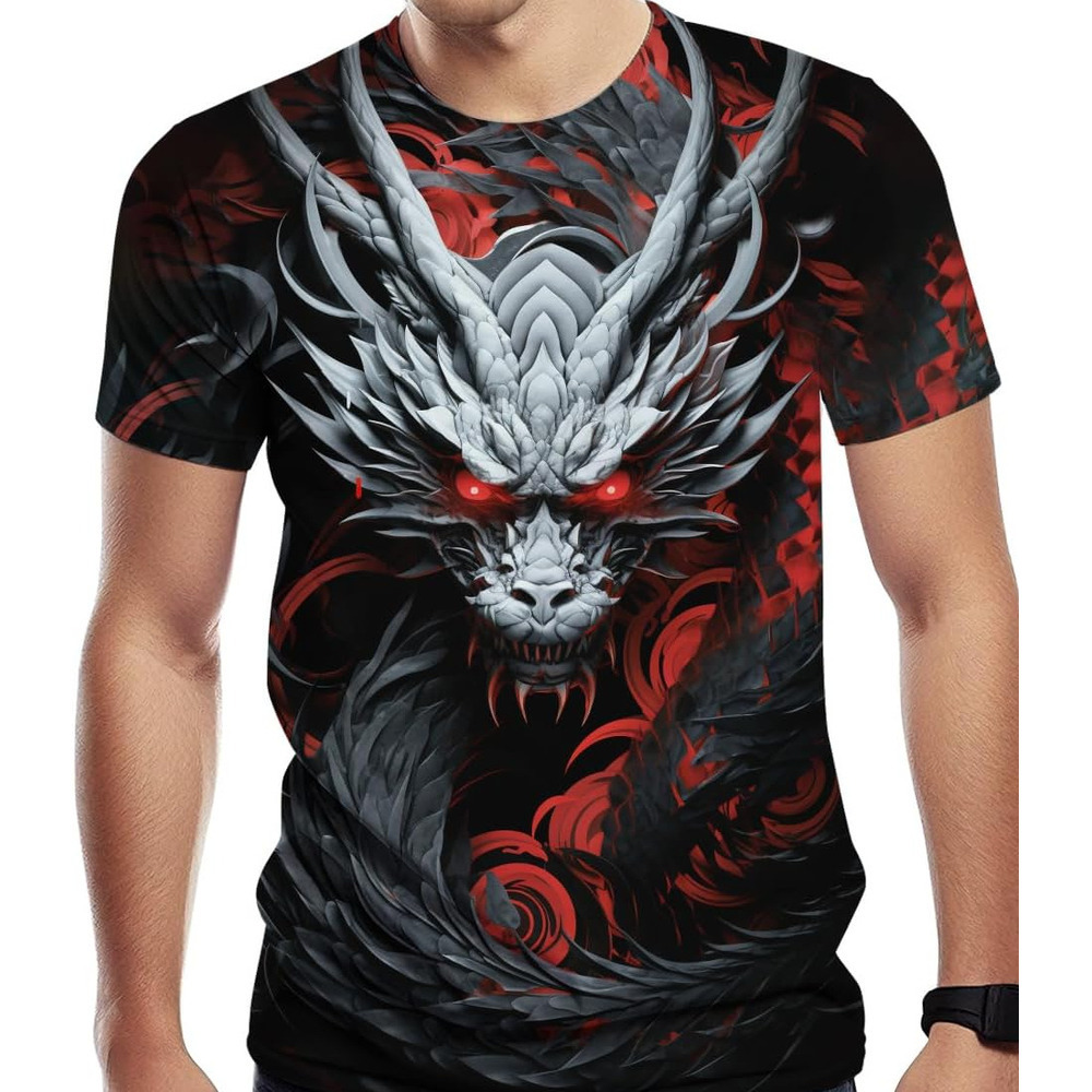 Mens T shirt Novelty Dragon Graphic T-Shirts for Men 3D Animal Printed Shirts Summer Top tee Casual tops summer clothes Cool pattern