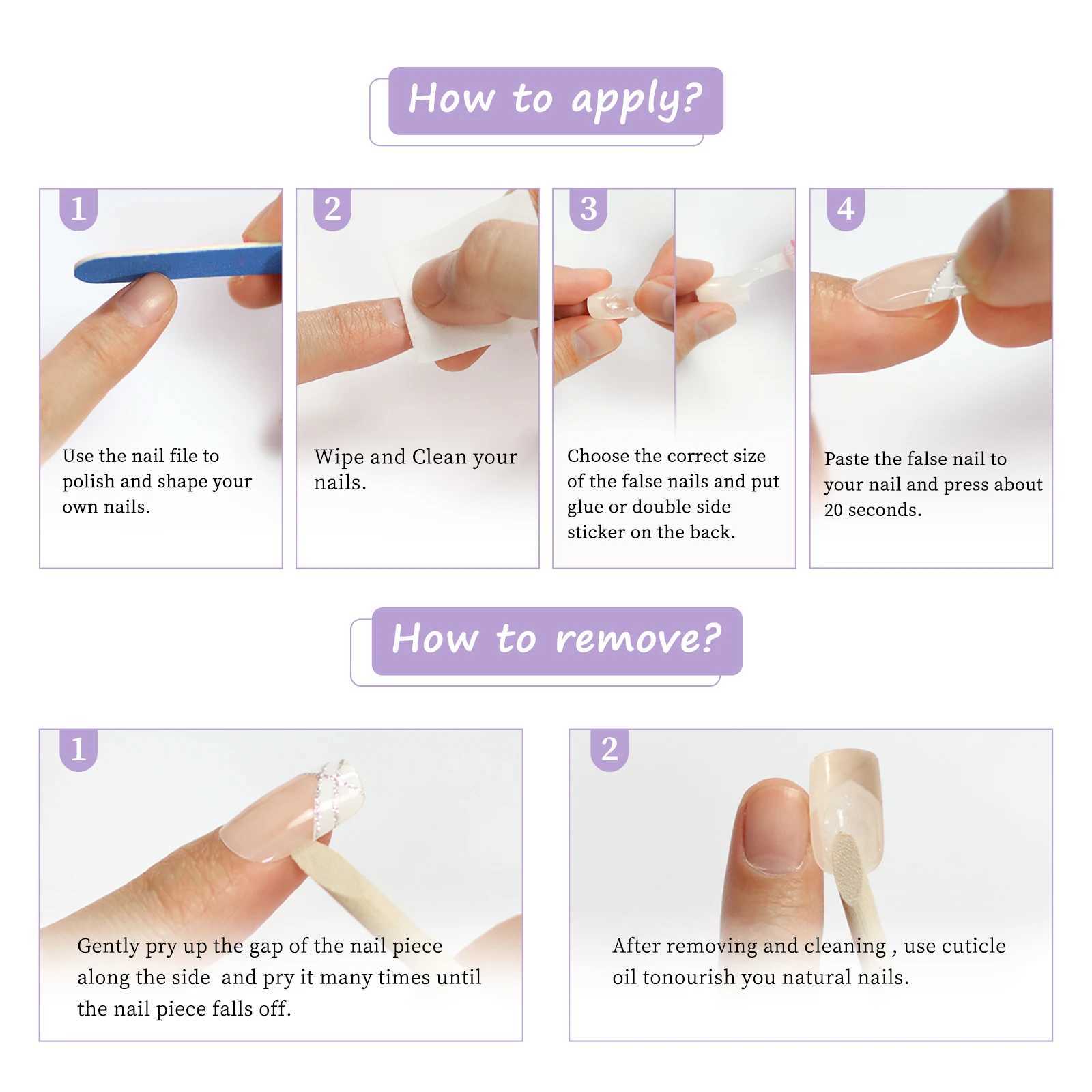 French style fake nails natural nude white pointed glossy pressed finger nail art handmade beauty set with multiple styles to choose from W250410