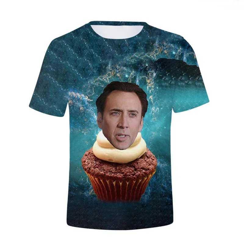 Funny Nicolas Cage Face Graphic T Shirt for Men Tee Shirts 3D Humor Fun Printing T-Shirt Fashion Cool Kids Tops Womens ClothingX241025