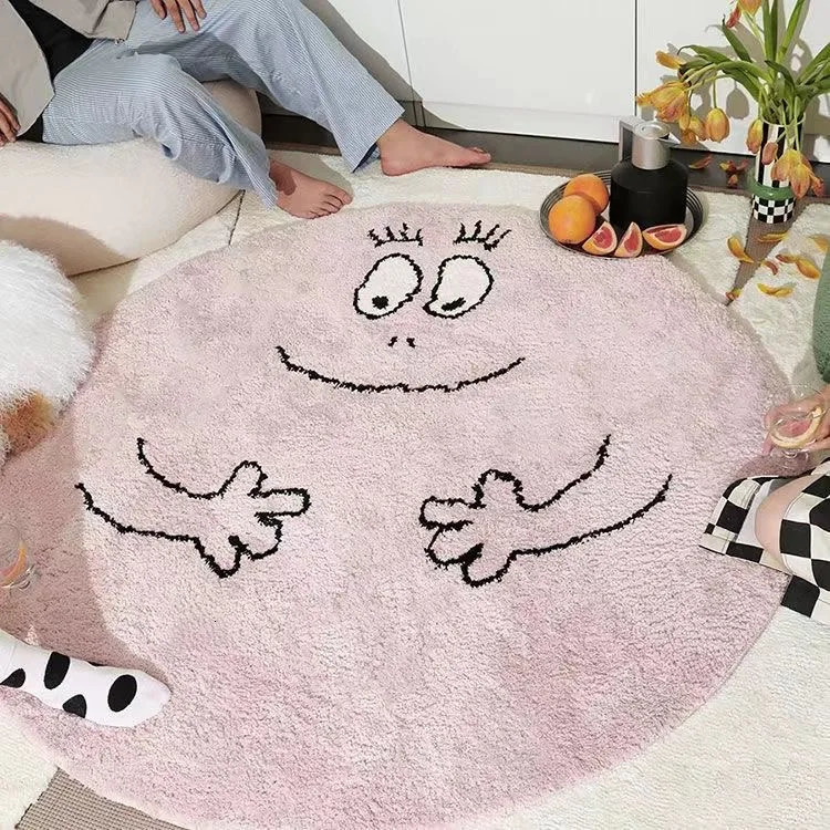 Cartoon anime Les Barbapapa carpet Kawaii Barbouille Barbabright heart-shaped n plush carpet bedroom vanity round fluffy carpet 241025