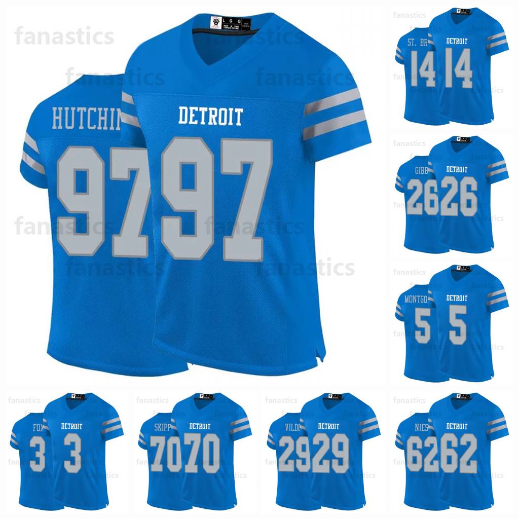 Jahmyr Gibbs Jersey custom Campbell Aidan Hutchinson Barry Sanders Jared Goff Jeff Okudah Johnson Hockenson Amon-Ra St. Brown Football Jerseys
