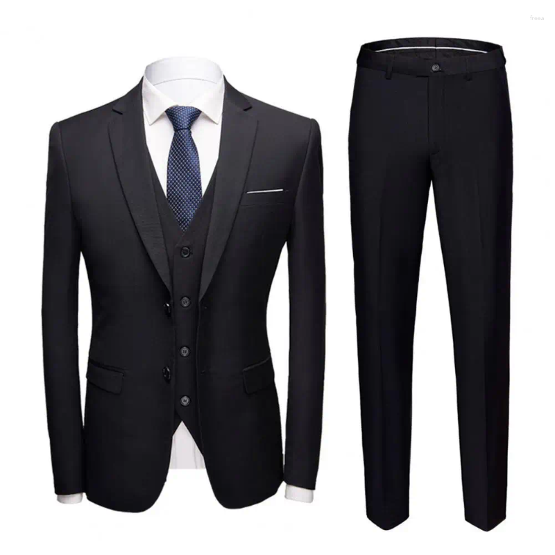 Men's Tracksuits Formal Business Suit 3 Piece Set Smaller Size Groom Turndown Collar Single Breasted Slim Fit Wedding Banquet Prom Men