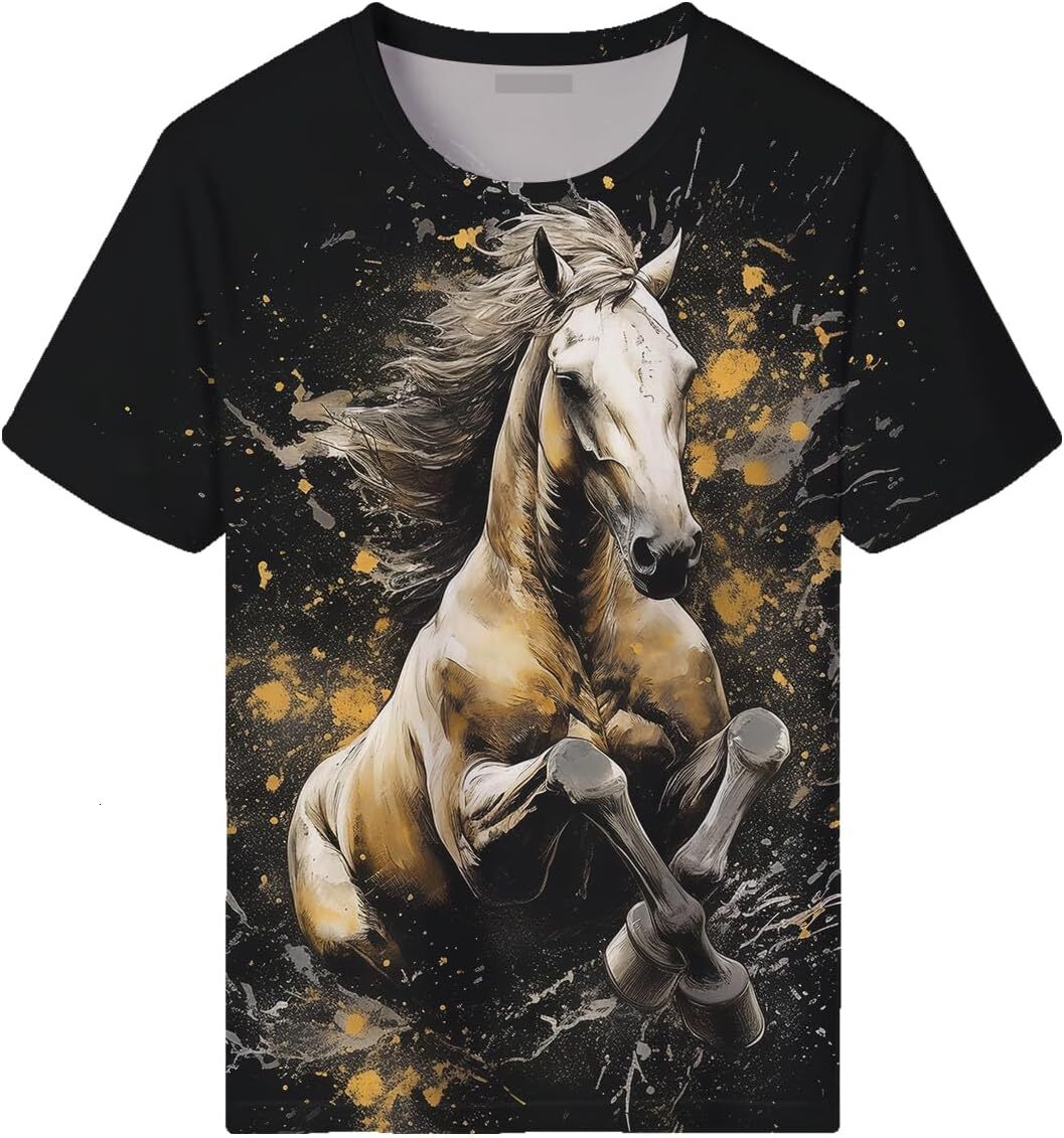 Mens T shirt Men Horse Graphic 3D Print Popularity Animal Bizarre Pattern Casual tops summer clothes Fashion patterns