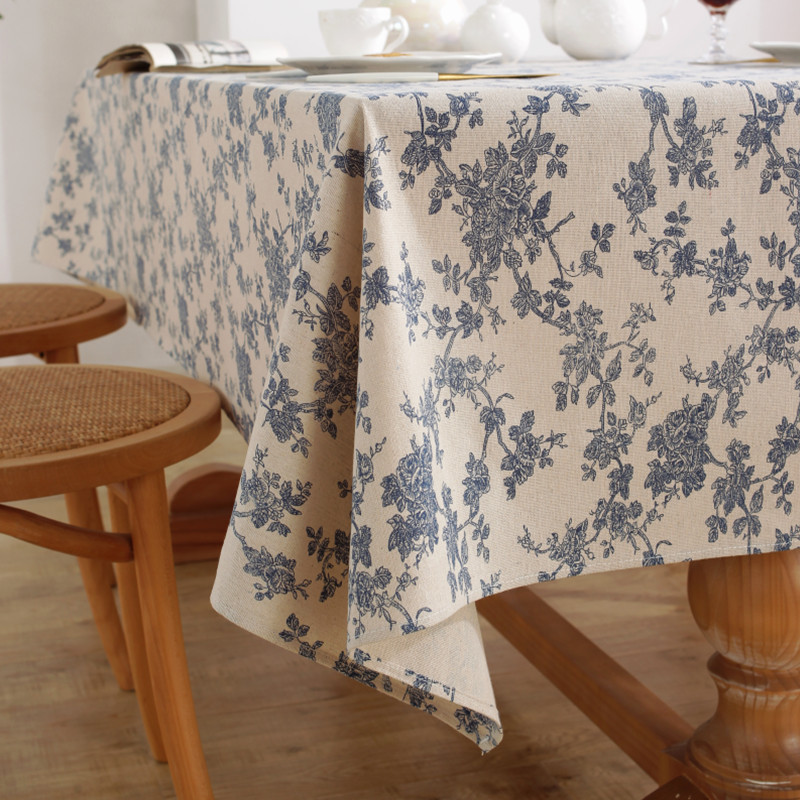 W290 Cotton and linen tablecloth, Nordic simple rectangular small floral tablecloth