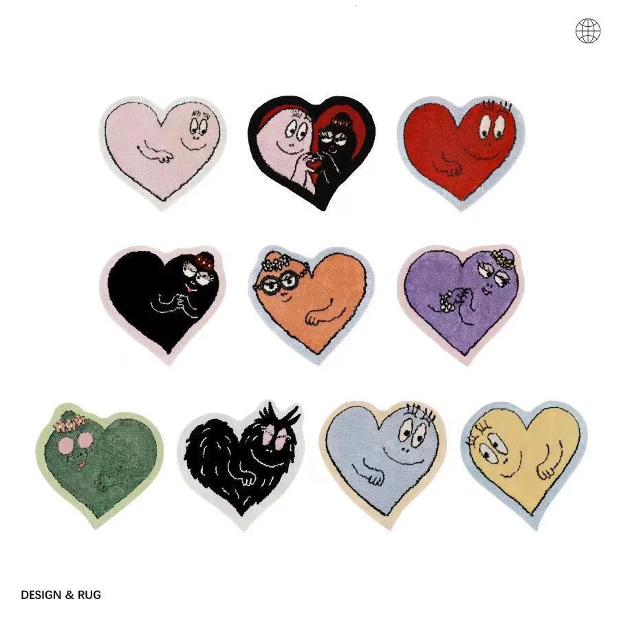 Cartoon anime Les Barbapapa carpet Kawaii Barbouille Barbabright heart-shaped n plush carpet bedroom vanity round fluffy carpet 241025
