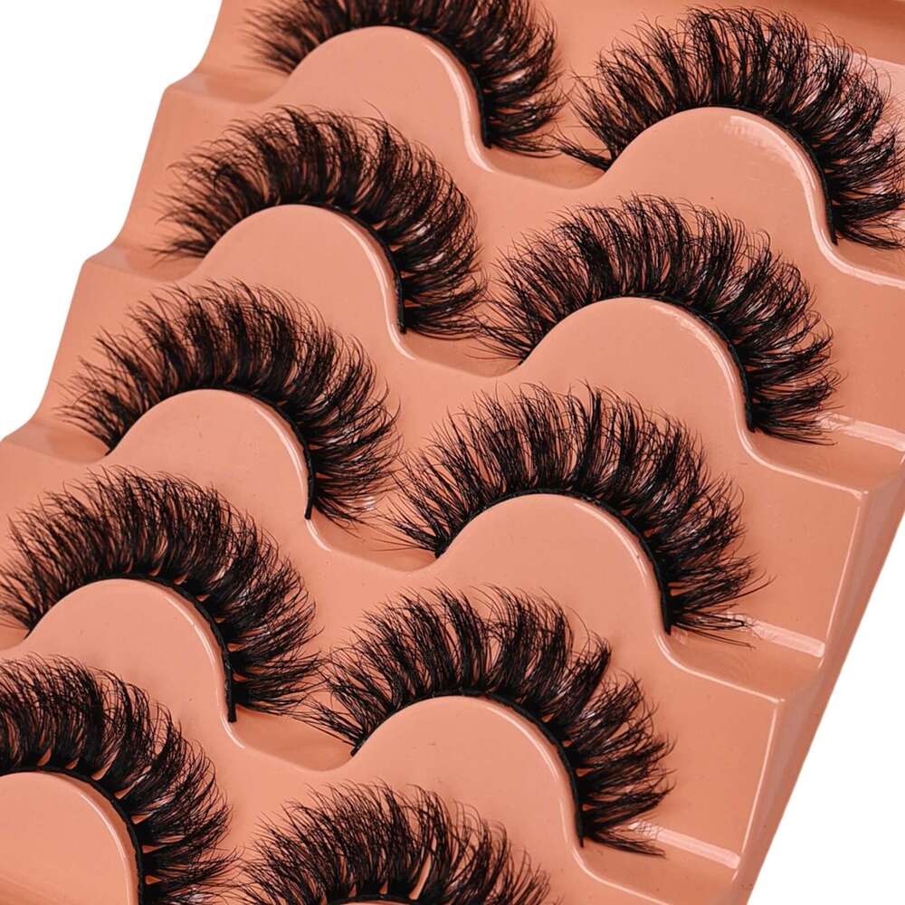 5 Pairs dramatic fake eyelashes 3D False D Curg Fluffy Soft Cross Manga Lashes Wispy Natural Eyelash Extension