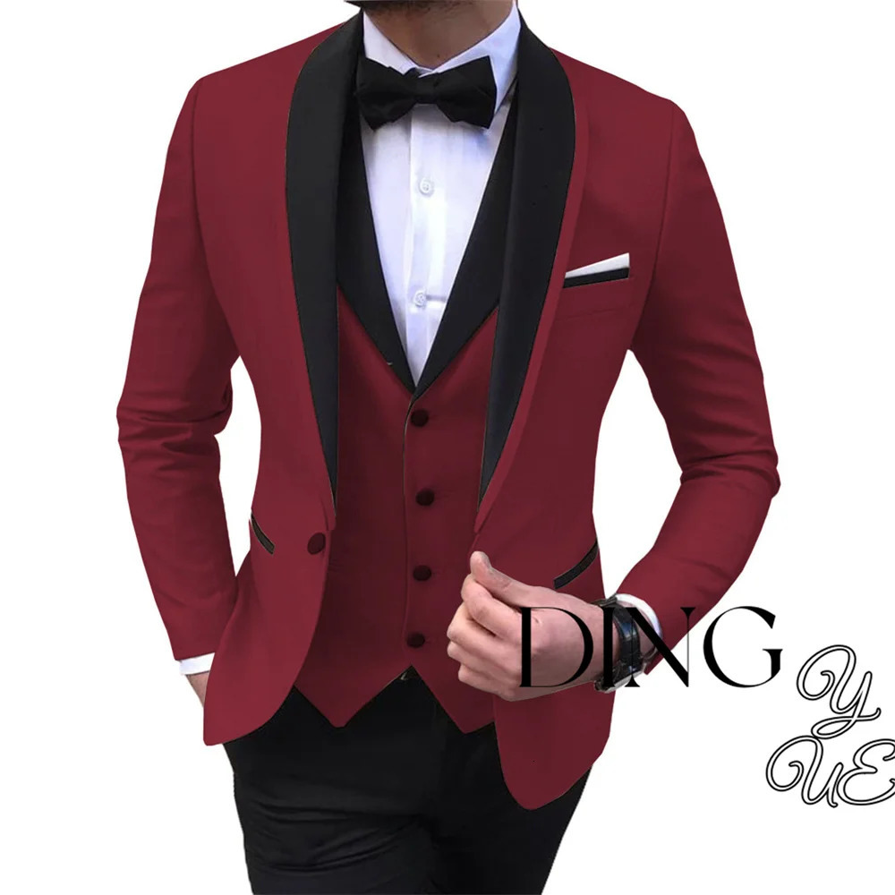 Classic Men Suits Custom Made Formal Suit One Button Wedding Groom slim fit Tuxedos terno JacketPantsVest 241025