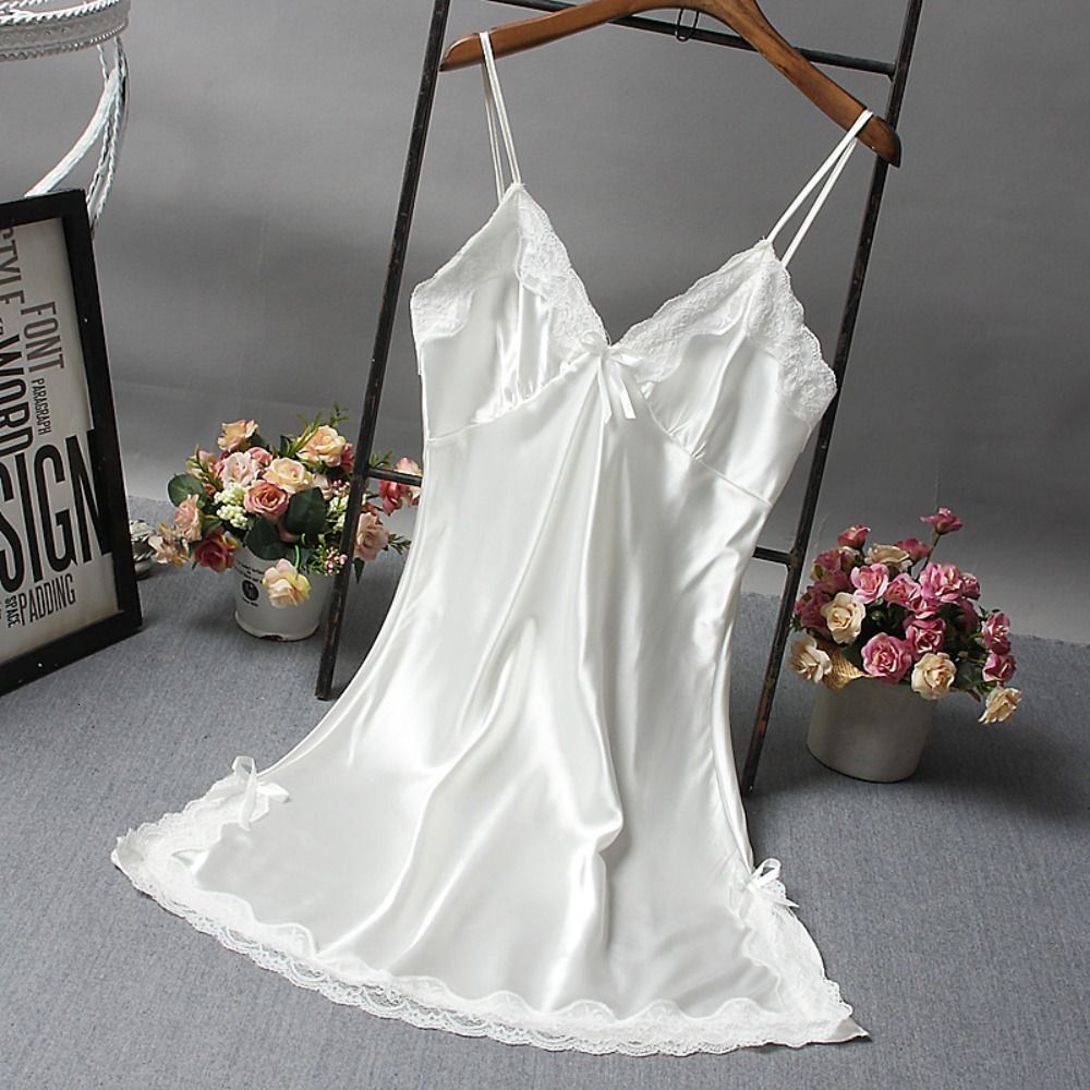 2025 fashion Lace Patchwork Camisola gerie Nighty Wedding Silk Dress Sleep Wear Nightdress Clothes Women s Nightgowns Sexy Nightwear