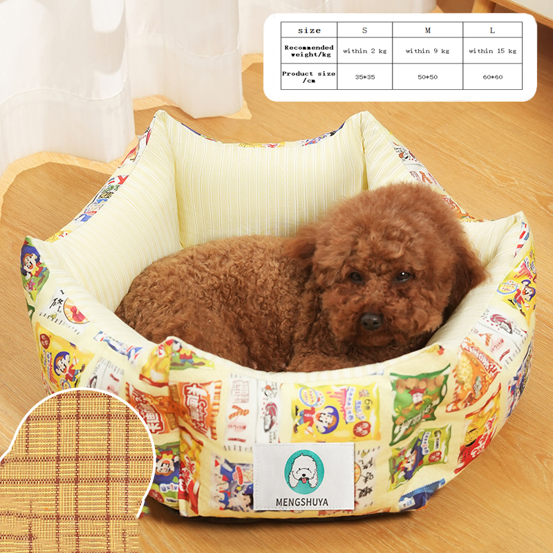 2024 New hexagonal shape dog kennel cat kennel cartoon pattern cute dog sleeping mat for all seasons