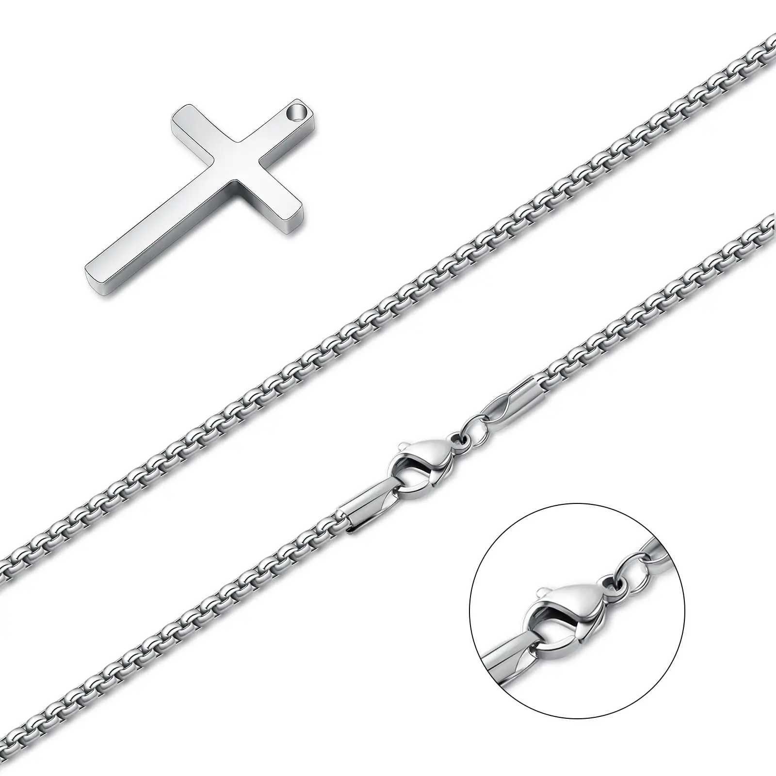 Vonmos 16-24 inch silver cross necklace for men featuring a 2.5mm cross chain and exquisite stainless steel cross pendant Y241025