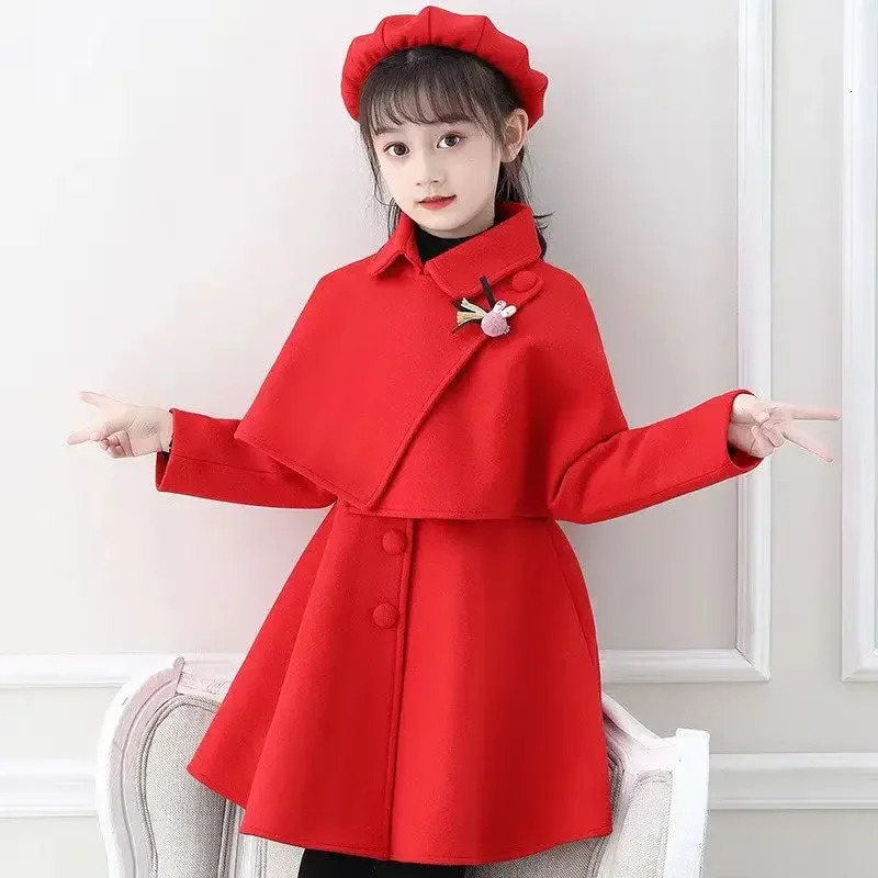 Girl Autumn Winter Dress Set Ethnic Style Little three Piece Woolen Performance korean Childrens y241025
