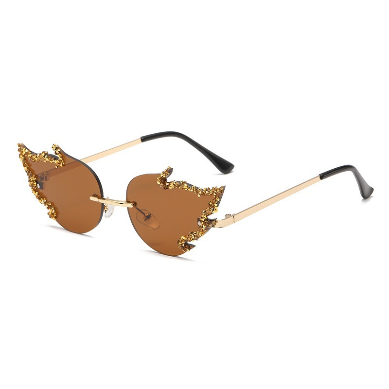 New Butterfly Shape Diamond-Rimless Sunglasses Women's Fashion Personality Halloween Sunglasses