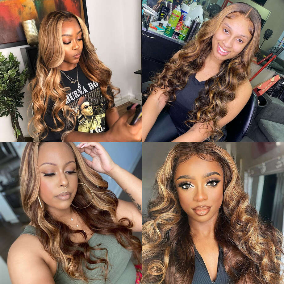 13X6 HD Frontal Body Wave Highlight Human Hair Wigs For Women Ombre 13X4 Honey Blonde Lace Front Wig Sale