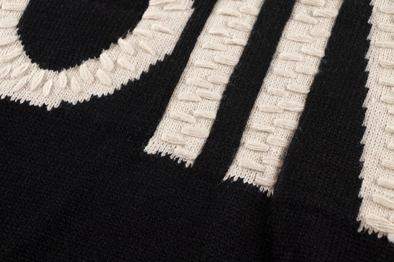 SAINT Knitted Sweatshirts SIN Letters Print Destruct Sweater OVERSIZE Casual Crew Neck Pullover 241025
