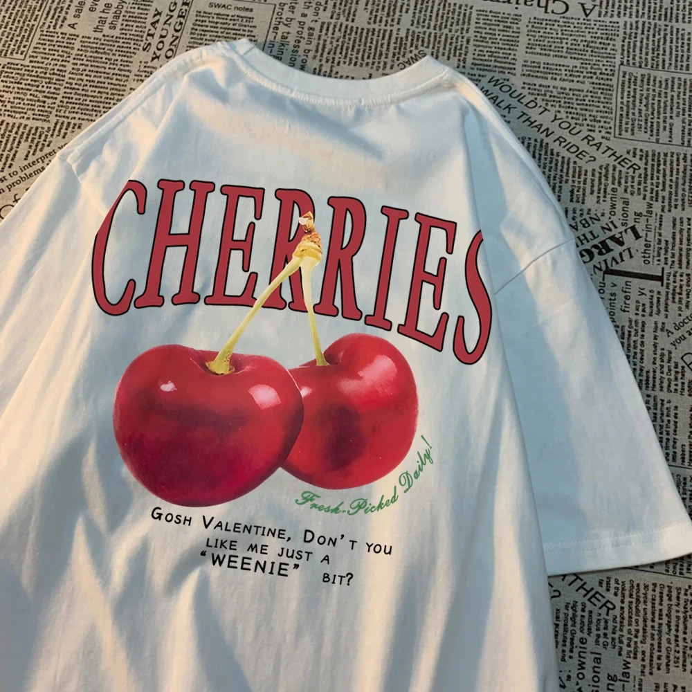 Cherries Cosh Valentine Funny T Shirts Men Women Summer Cotton Casual Wear Crewneck Tee Clothes Oversized Loose Couple TShirt 241025