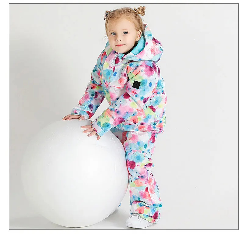 Gsou Kids Ski Suit Waterproof Girls Snow Set Pants Winter Outdoor Sports One Piece Skiing And Snowboarding Jacket Child
