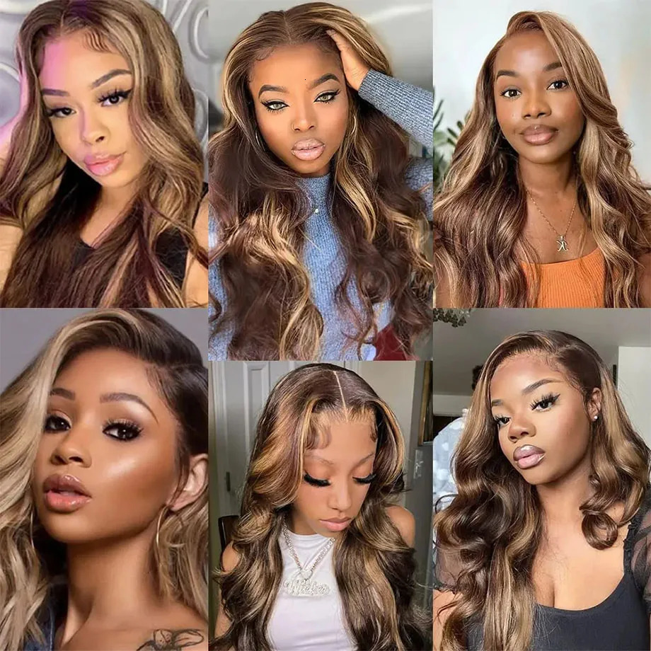 Body High Gloss 13X4 13X6 Lace Front Brazilian Colored Hair Wig Womens Loose Deep Wave Sales 241025