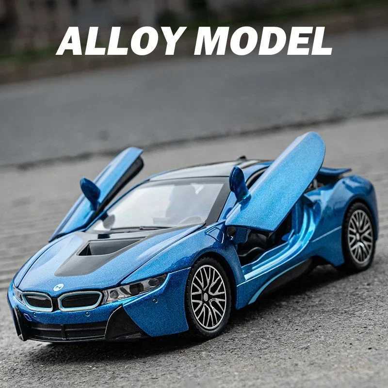 High Quality 1 32 BMW I8 supercar alloy cars Diecasts and toy cars car models sound and light car toy gifts T241025