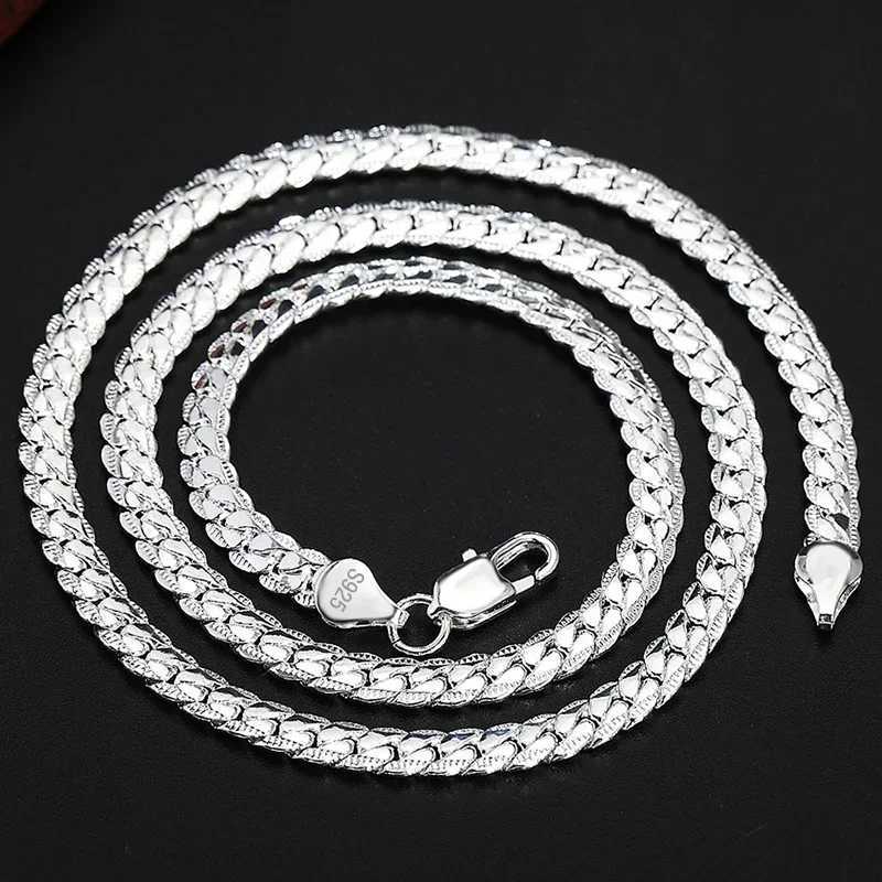 925 sterling silver 5MM 18K pure gold full side Figaro chain necklace suitable for women and mens fashionable wedding engagement jewelry gifts Y241025