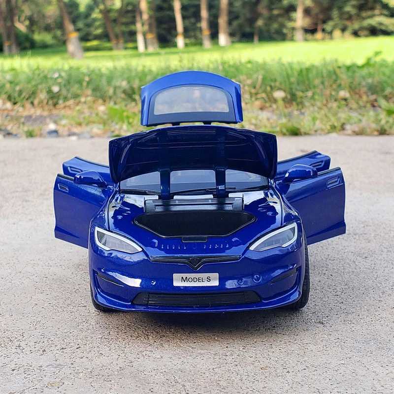 1 24 Tesla S-type alloy car model die-casting metal toy car model simulation collection sound lamp childrens toy gift C270 M241025
