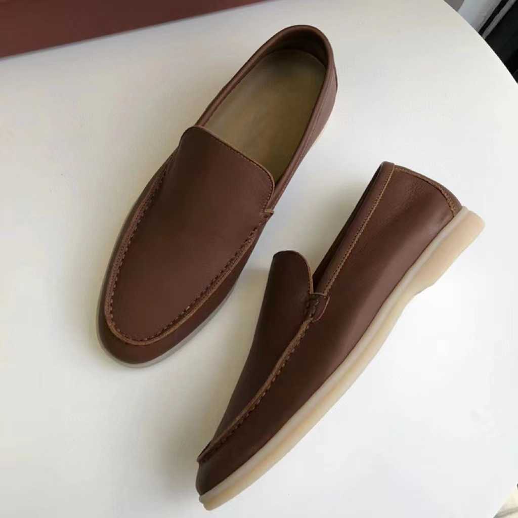 Loafers Men Dress Mens Large Flat Bottom One Step Casual Leather Shoes Women Evening Shoe 241009