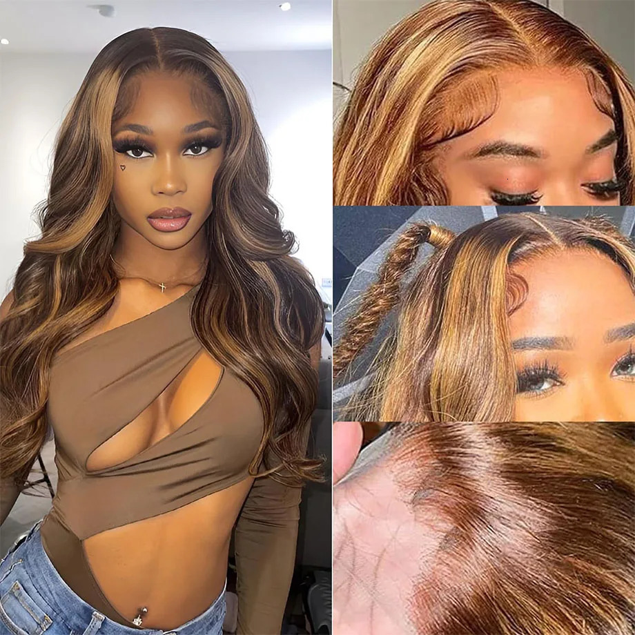 Body High Gloss 13X4 13X6 Lace Front Brazilian Colored Hair Wig Womens Loose Deep Wave Sales 241025