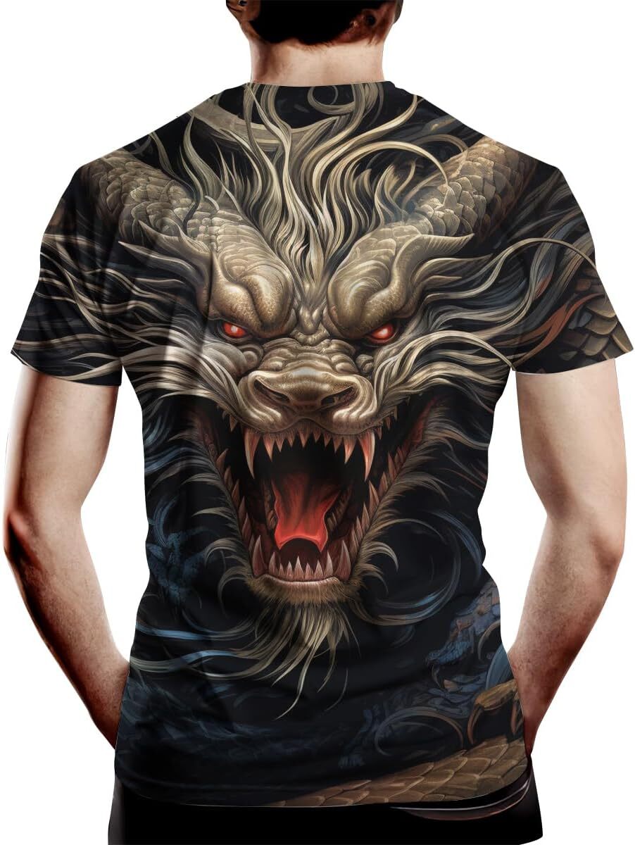 Mens T shirt Dragon Graphic T-Shirt for Men Novelty 3D Printed Short Sleeve Shirt Fashion Tee Top tee Casual tops summer clothes Fashionable and comfo