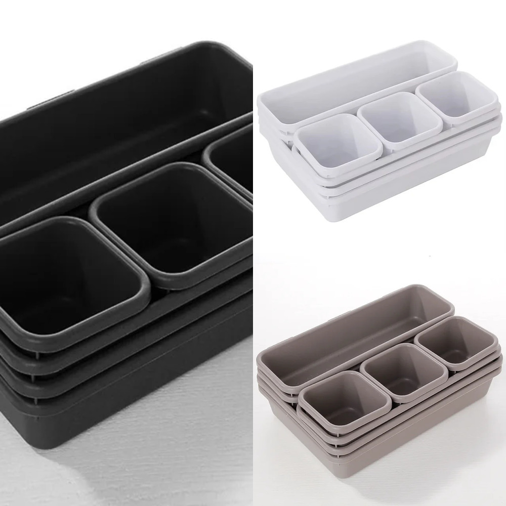 New 8Pcs/Set Adjustable Drawer Organizer Trays Make Up Cosmetics Sundries Divider Holder Kitchen Bathroom Closet Jewellery Box