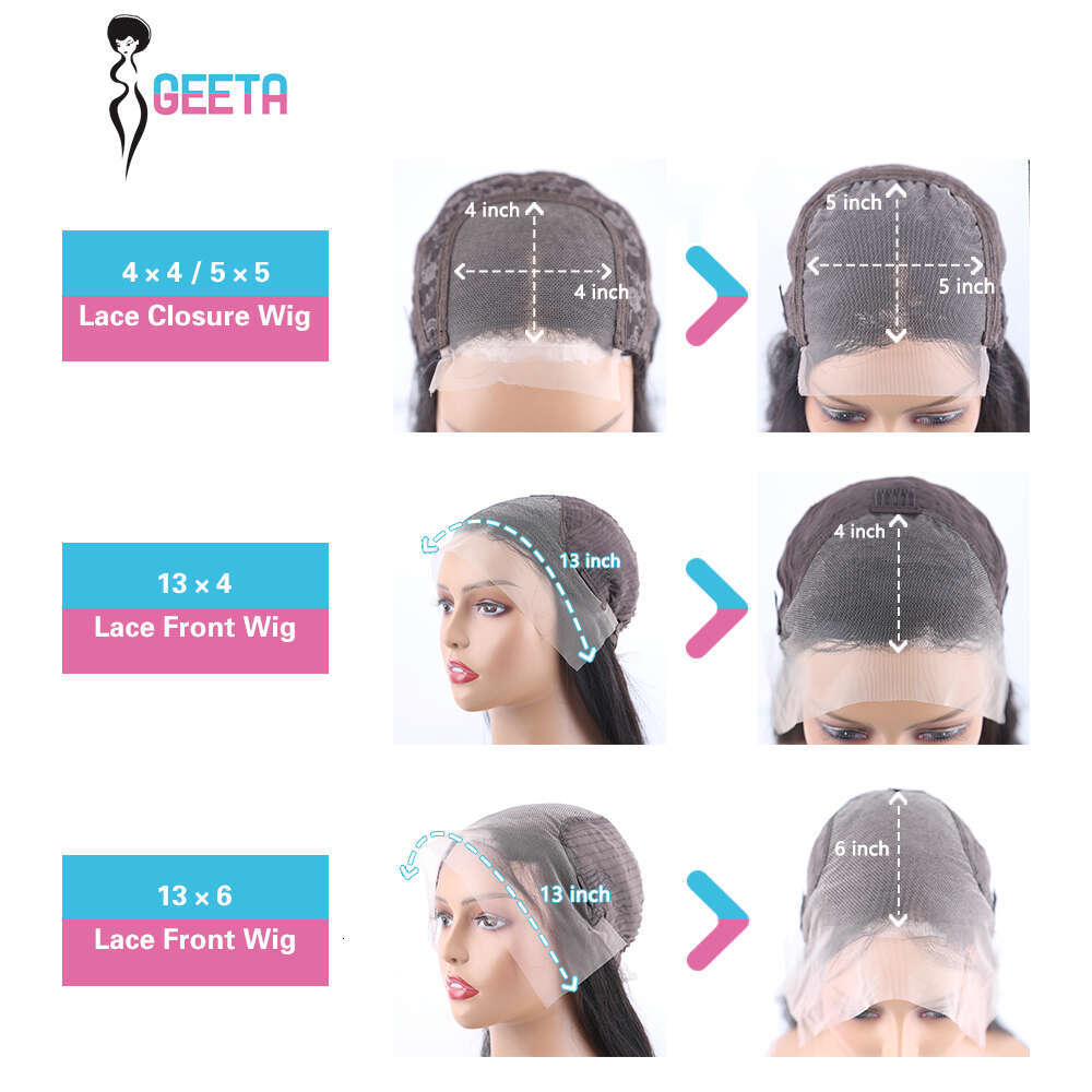 Geeta Transparent 13X6 Human Hair Curly Wigs 30 32 Inch Deep Wave Frontal Pre Plucked 13X4 Lace Front Wig For Women