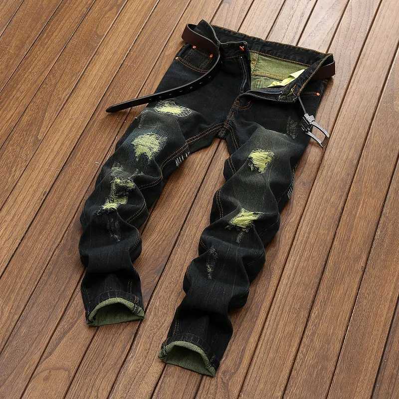 High Quality Men Casual Jeans Denim Hole Ruined Hip Hop Biker Straight Pants Male Casual Pants Plus Size X250227