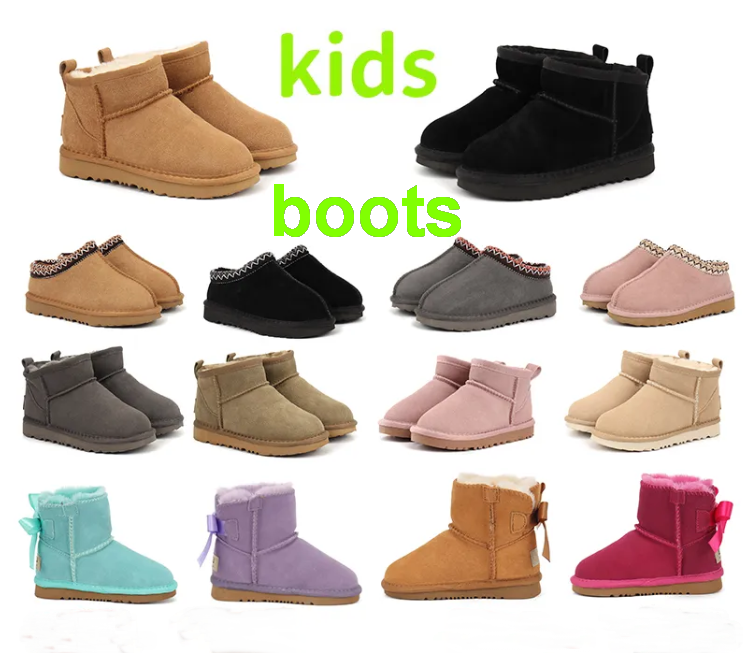 Kids Tasman Boots Slippers Toddler Plush Slide Australia Snow Boot Children Shoes Winter Boots Classic Mini Boot Baby Fur Booty Boys Girls Ankle Child Fur Boots