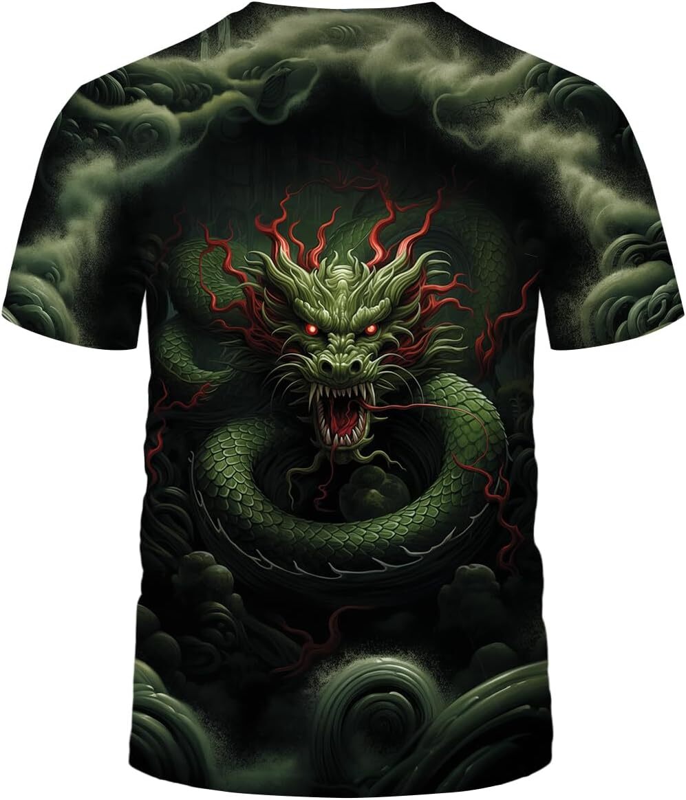Mens T shirt Mythology Chinese Dragon T-Shirt Funny Anime Graphic tee Casual tops summer clothes Fashionable patterns and cool designs