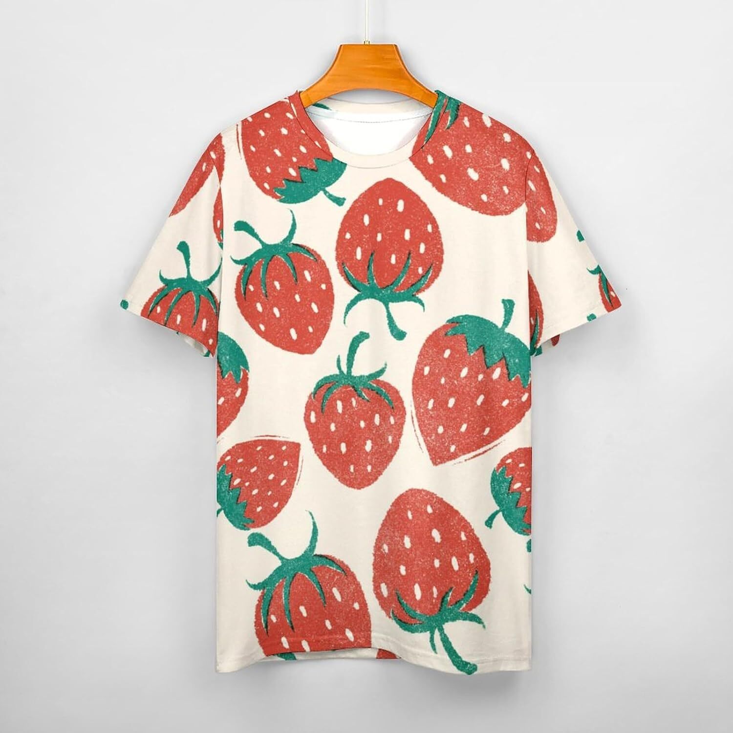 Mens T shirt Strawberry Fruit Pattern Cotton T-Shirt 3D Printed Casual Shirt Men's Crew Neck Casual tops summer clothes cool designs